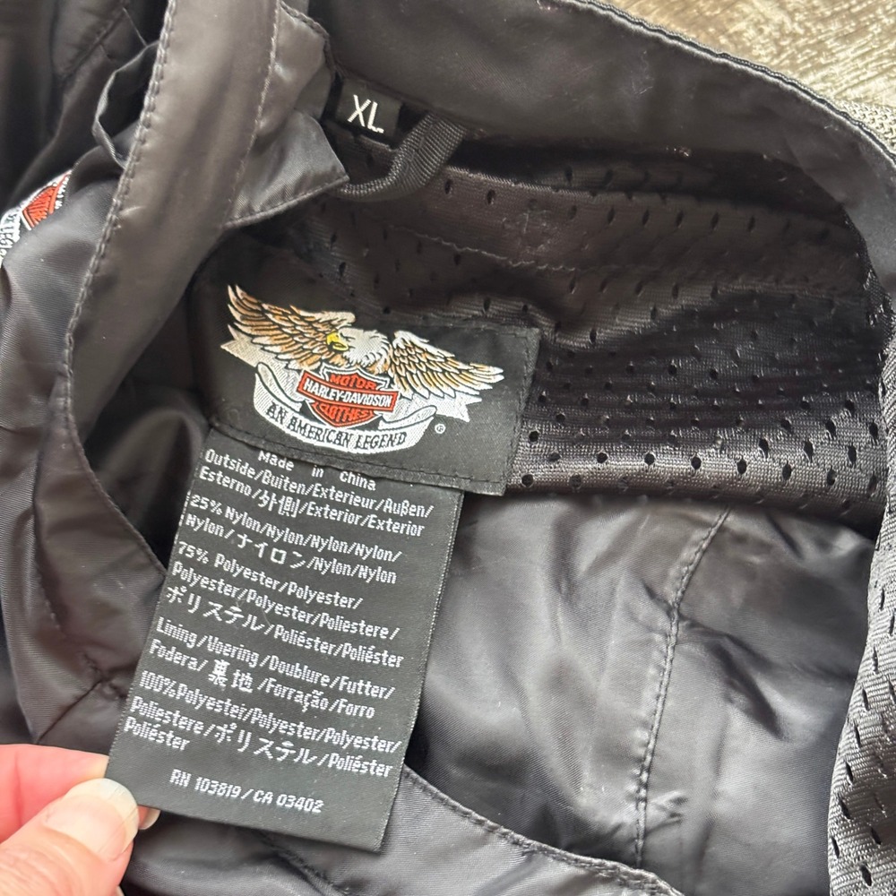 Harley-Davidson Womens XL Mesh Riding Jacket Silver Mesh Lined Padded - Picture 7 of 7